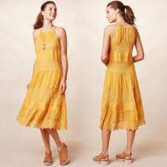 Anthropologie Dresses & Skirts - Anthropologie HD in Paris Yellow Villanelle Boho Lace Maxi Dress- Size Large